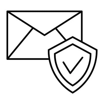 Message protection thin line icon. Envelope and shield vector illustration Stock Illustration
