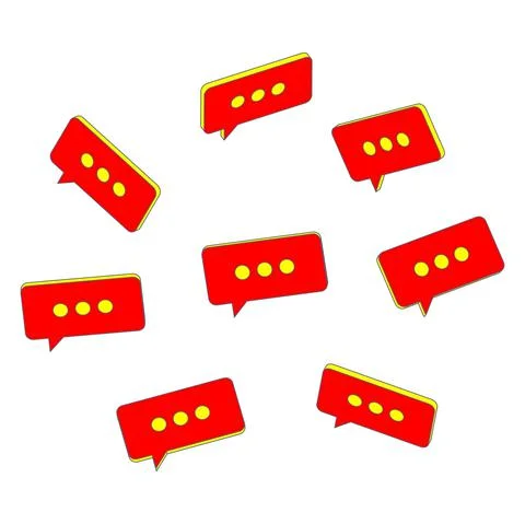Message reaction. More speech bubbles falling. 3d red vector illustration. So 스톡 일러스트