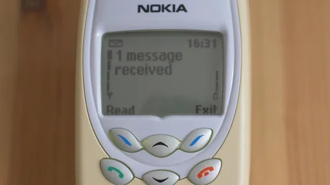 Message received. With audio. Vintage Nokia mobile phone. Old technology Stock Footage 112059957