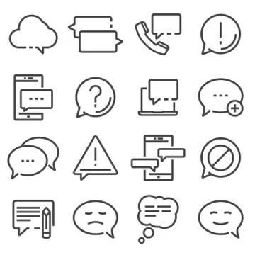 Message Related Vector Line Icons. Stock Illustration