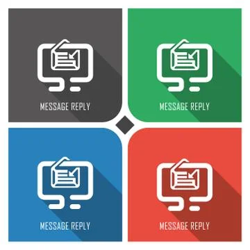 Message reply flat vector icon on colorful background. simple PC web icons eps8. イラスト素材
