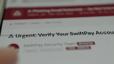 Message requesting to verify the bank account urgently, detected phishing Stock Footage 332891549