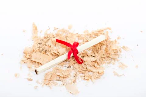 Message scroll with red ribbon on white Stock Photos