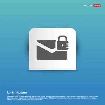 Message secure icon - Blue Sticker button Stock Illustration