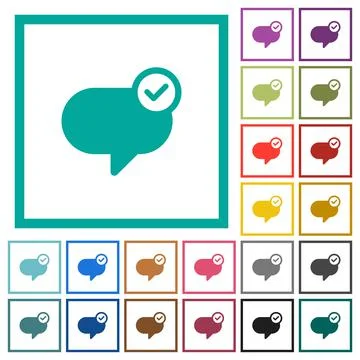 Message sent flat color icons with quadrant frames 스톡 일러스트