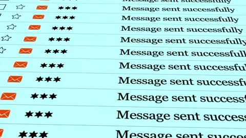 Message Sent Successfully, Email Interface and Business Communication Concept Vidéo 325557784