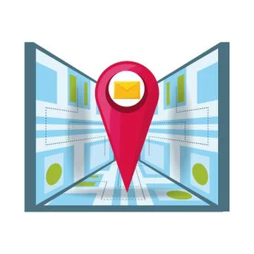 Message service with map and ubication search symbol イラスト素材