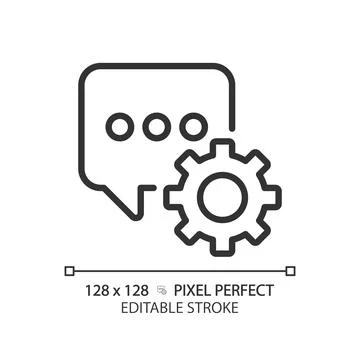 Message settings pixel perfect linear icon Stock Illustration