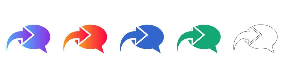 Message Share Bubble Icons Set Stock Illustration