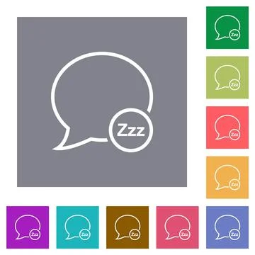 Message sleep outline square flat icons 스톡 일러스트