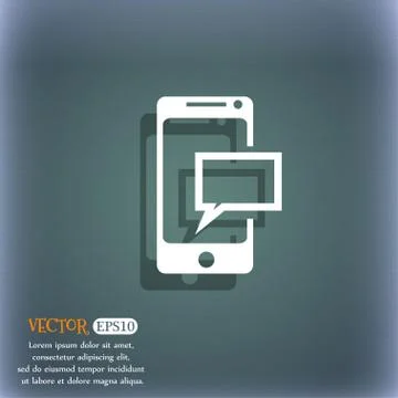 Message sms sign. Mail navigation button. On the blue-green abstract backgrou Stock-Illustration
