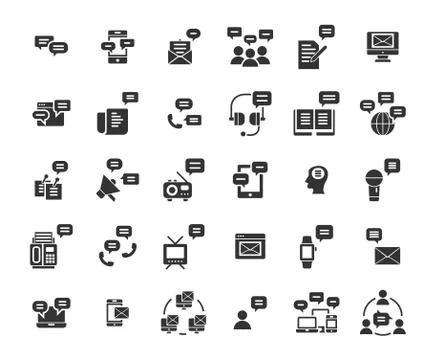 Message solid icon set. Vector and Illustration. 库存插图