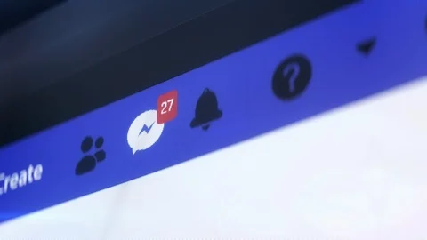 Message spam, notification counter on Facebook page, popularity gain, stalking Video stock 120737643