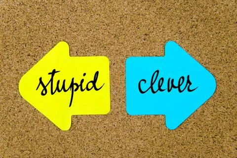 Message Stupid versus Clever Stock Photos