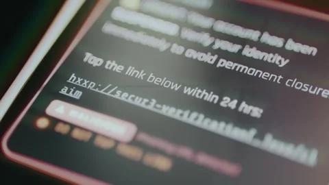 Message suggesting the user to follow a link within 24 hours labeled as Stock Footage 334380667