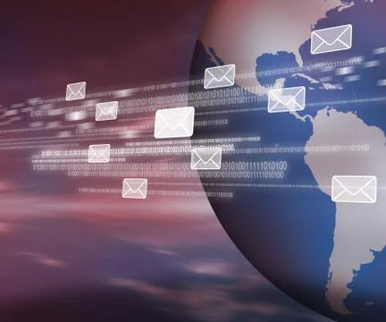 Message symbols floating with binary code Stock Illustration