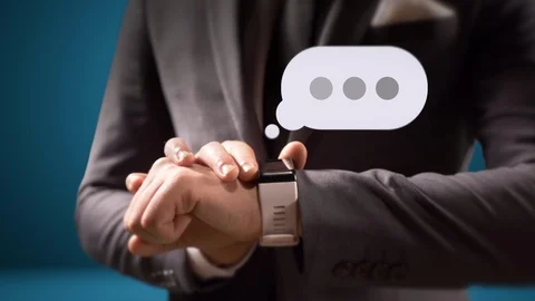 Message Text Message Man Watch Popup Notification, Mobile Icon Chat Message Stock Footage 93820377