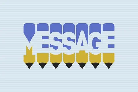 Message text with Pen symbol creative ideas design Stock Illustration