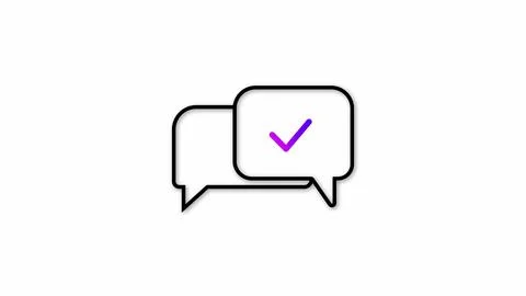 Message tick mark icon on a white abstract background. Stock Illustration