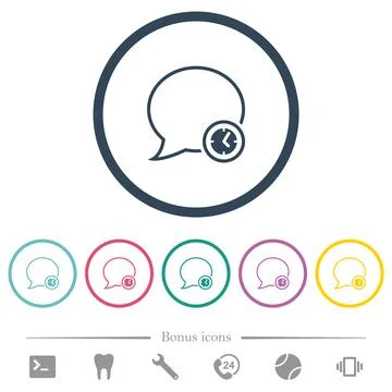 Message time outline flat color icons in round outlines Stock Illustration