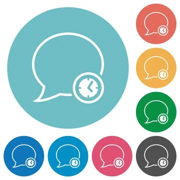 Message time outline flat round icons Stock Illustration