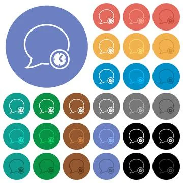 Message time outline round flat multi colored icons Stock Illustration