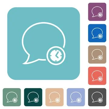 Message time outline rounded square flat icons Stock Illustration