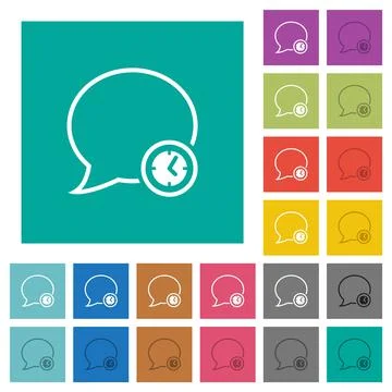 Message time outline square flat multi colored icons Stock Illustration