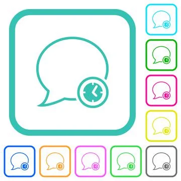 Message time outline vivid colored flat icons Stock Illustration