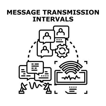 Message transmission intervals communication process concept Stock Illustration