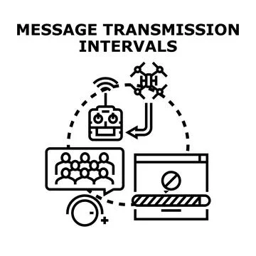 Message transmission intervals for remote communication and data exchange Stock Illustration