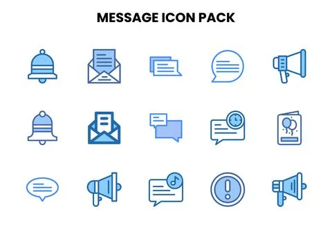 Message Two Colour Collection Icons Pack Stock Illustration