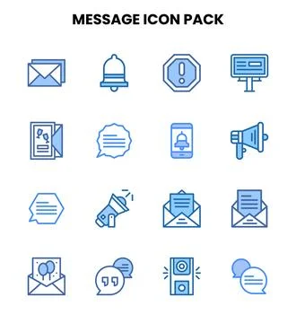 Message Two Colour Set Icons Pack Stock Illustration