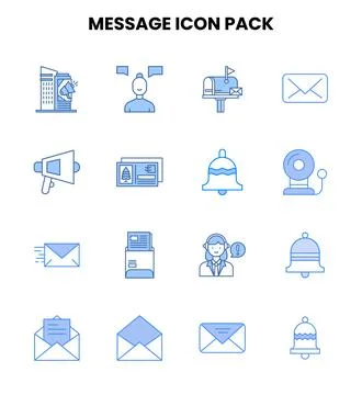 Message Two Colour Set Icons Pack Stock Illustration