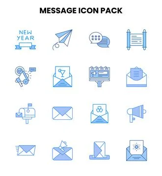 Message Two Colour UI Icons Pack Stock Illustration