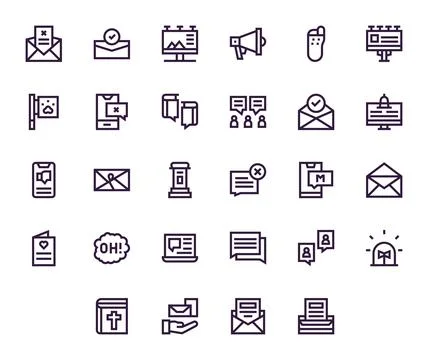 Message Ultimate Vector Package with 28 64x64 Bold Line Editable Icons Stock-Illustration