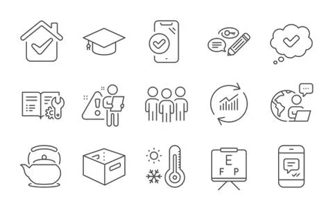 Message, Update data and Group icons set. Keywords, Vision board and Approved Illustrazione stock