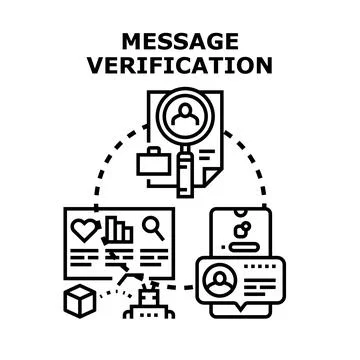 Message verification process ensuring digital communication security イラスト素材