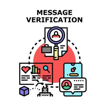 Message verification process ensuring digital communication security 스톡 일러스트