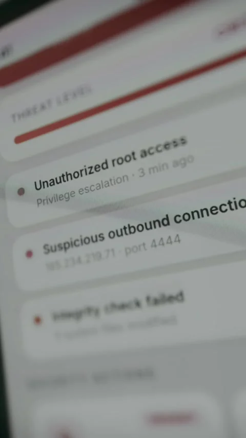 Message warning of security threats of Unauthorized root access and Suspicious 動画素材 333824703