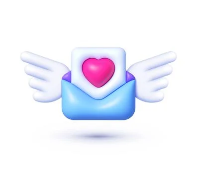 Message wings 3d, great design for any purposes. Invitation, message, letter Stock Illustration