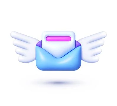 Message wings 3d for web background design. Internet technology. Vector Stock Illustration