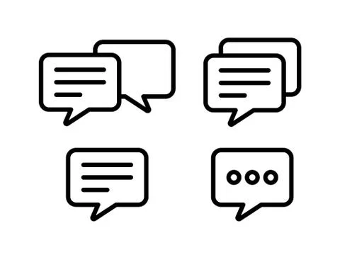 Message writing outline icon vector set. Support chat pictogram. Stock Illustration
