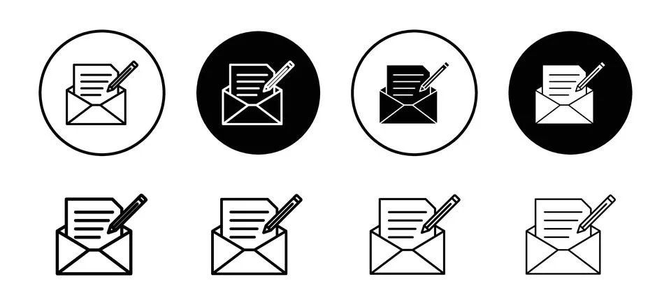 Message writing vector icon set collection. Message writing Outline flat Icon 스톡 일러스트