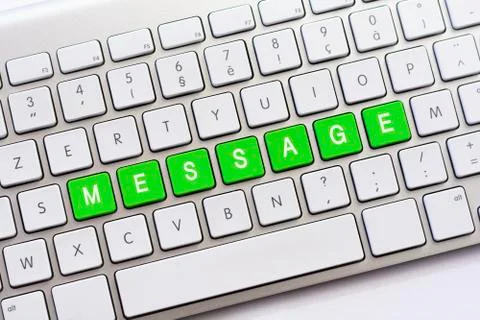 MESSAGE writing on white keyboard Stock Photos