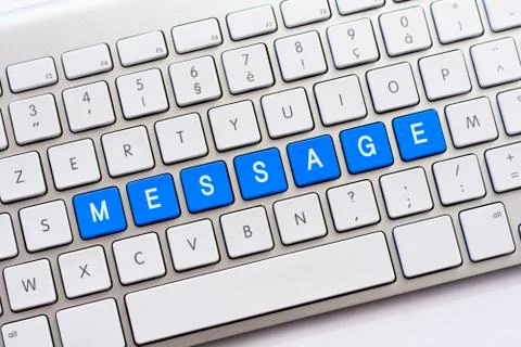 MESSAGE writing on white keyboard Stock Photos