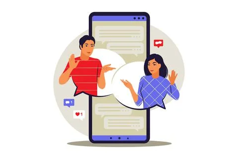 Messages concept. Chat messages notification on phone. Vector illustration. F Illustrazione stock