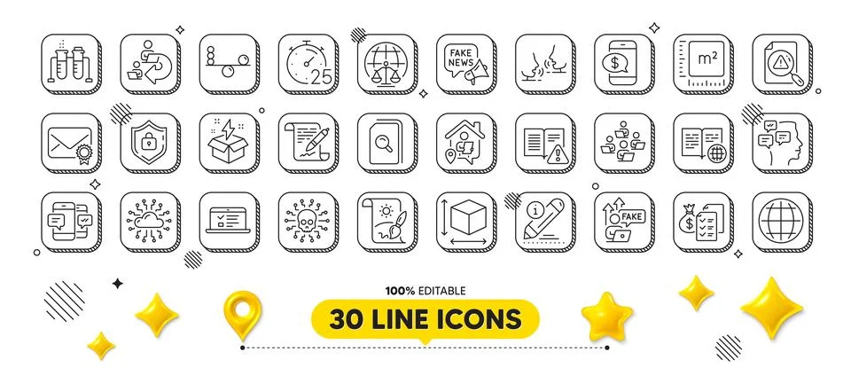 Messages, Creative idea and Balance line icons pack. For web app. 3d design Stock Illustration