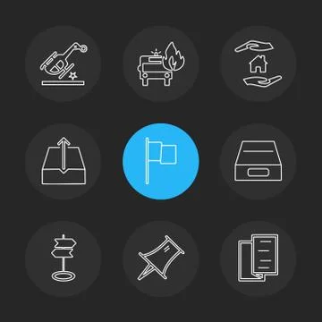 Messages , email , document , speaker, sound , eps icons set vector Stock Illustration