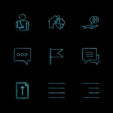 Messages , email , document , speaker, sound , eps icons set vector Illustrazione stock